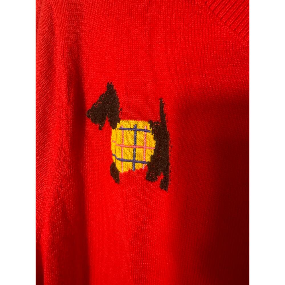 Talbots XL Red 3D Scottie Dogs Novelty Knit Crewneck Sweater 5% Cashmere Light - Picture 4 of 8